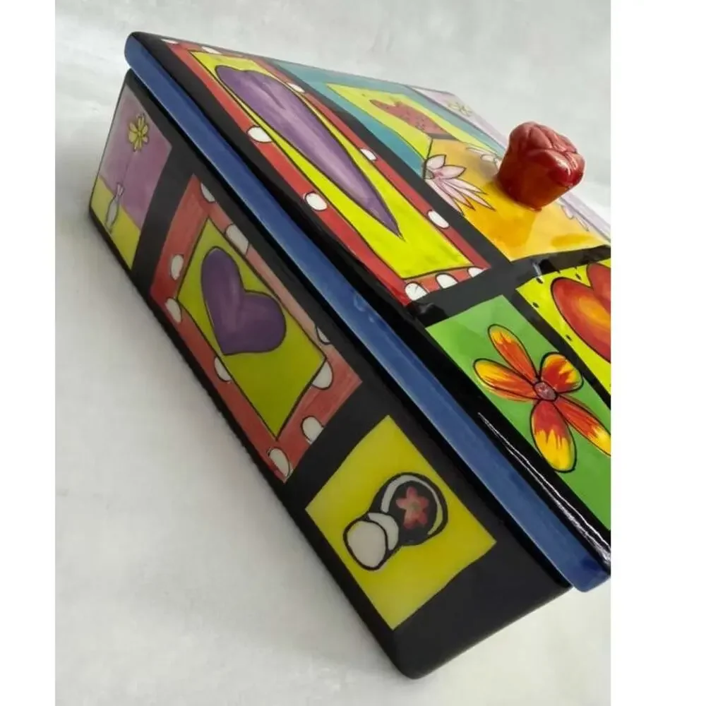 NAYLOR DESIGNS HANDPAINTED HENRIKSEN IMPORTS TRINKET CANDY BOX RARE HEARTS